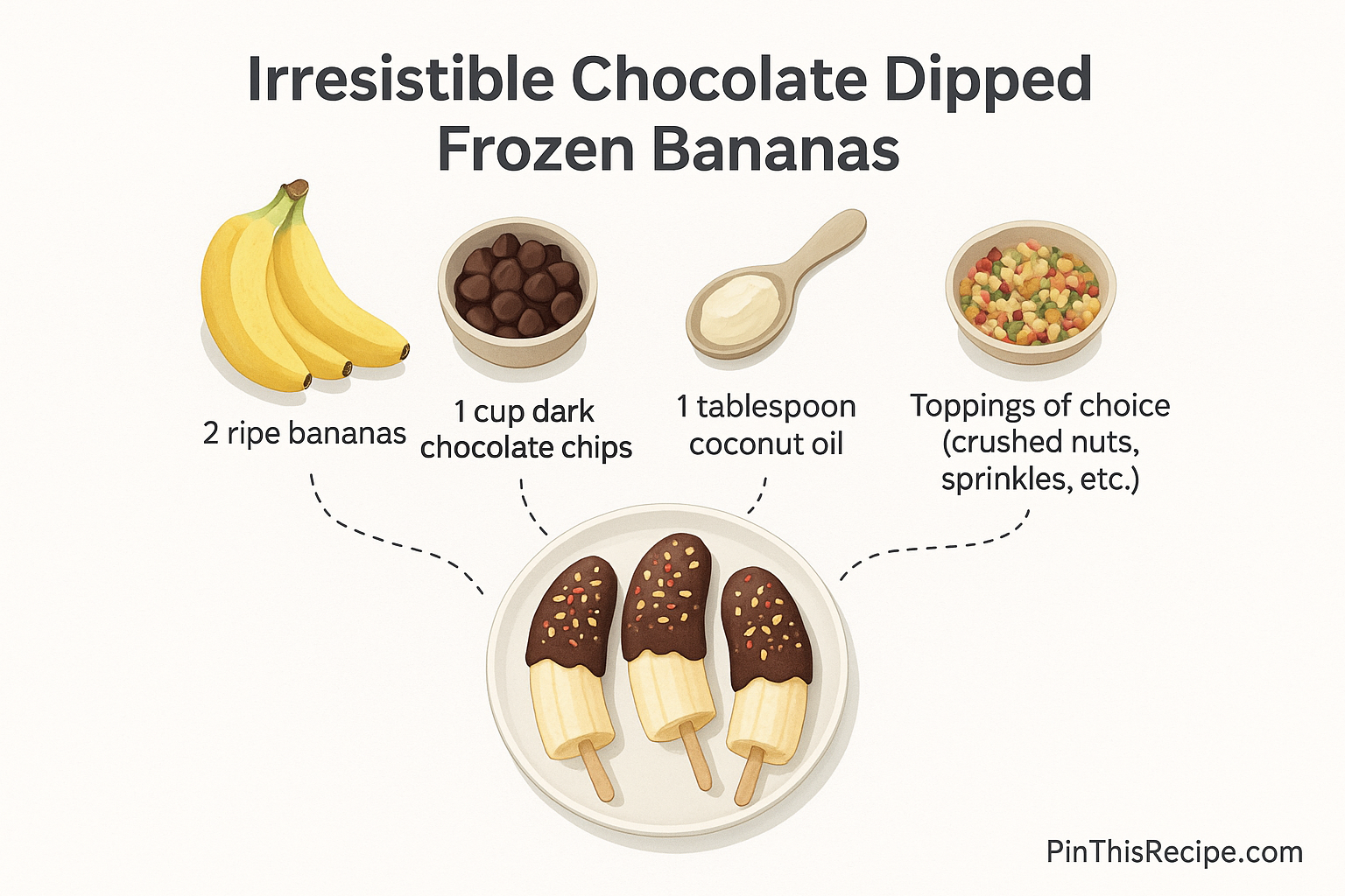 Ingredients for chocolate dipped frozen bananas