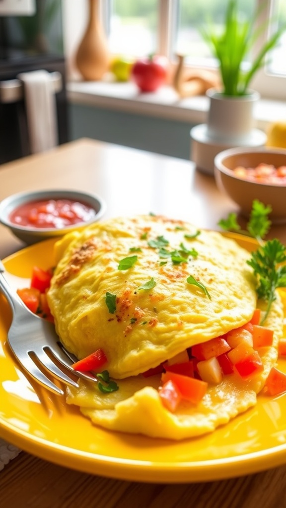 Omelete with bellpeppers and garnished with parsley