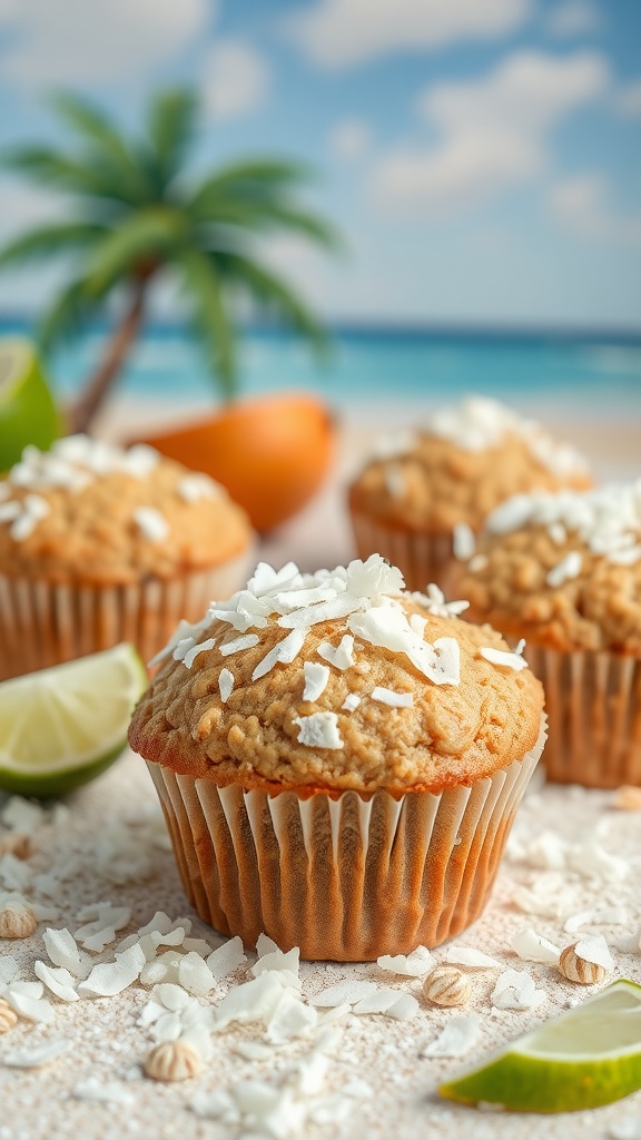 Coconut lime oatmeal muffins a great summer treat.