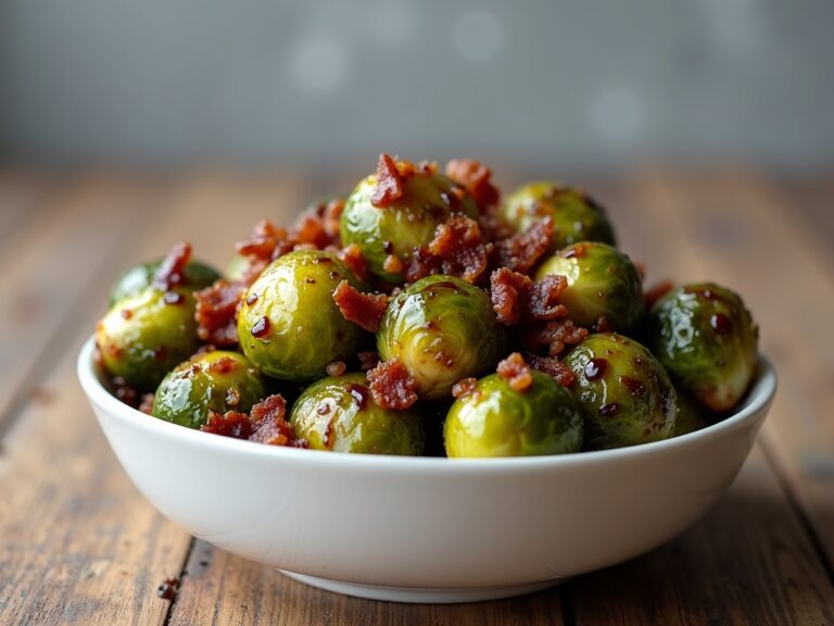 Crispy Roasted Brussels Sprouts with Bacon