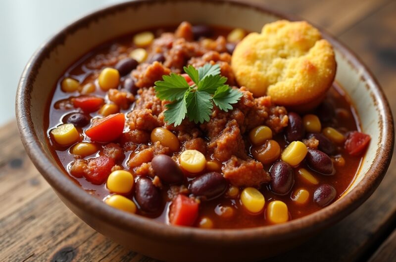 Hearty Turkey Chili with Cornbread